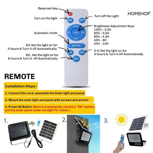 Solar LED Floodlight 60W - Outdoor Flood Lights Warm White – HOMEHOP®