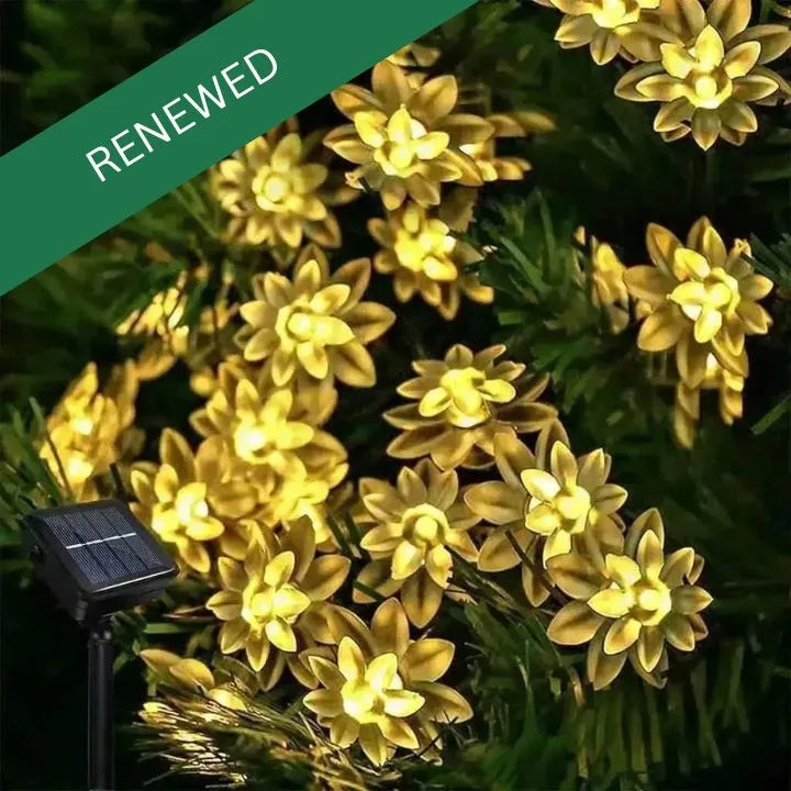 Solar Fairy Lights Outdoor LED Waterproof Decoration Lotus String Lights For Garden, Home,Patio And Diwali Decorations (Renewed)