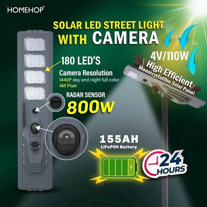 Street Solar Led Lights CCTV Camera With Motion Sensor Waterproof Lamp For Home,,Garden, Yard, and Outdoor - HOMEHOP®