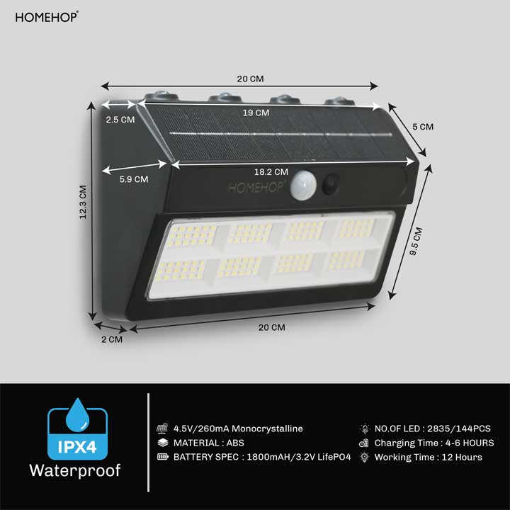 Solar Wall Lights Outdoor Waterproof LED Motion Sensor Lamp for Home, Garden , Compound Wall and  Yard
