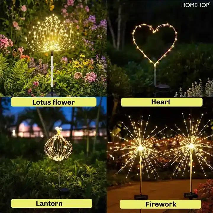 Solar decoration Fireworks Lights Outdoor Garden Waterproof Starburst String Light home, pathways (Pack of 2)