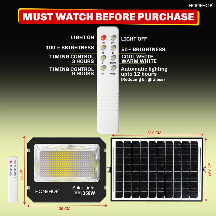 Solar Flood Lights 350W Waterproof Automatic LED Wall Lamp For Home, Garden, Patio and Pathway