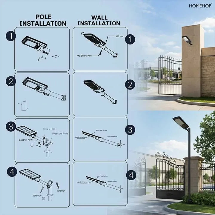 solar street light outdoor waterproof garden auto on and  off