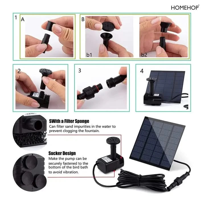 solar water fountain pump garden

