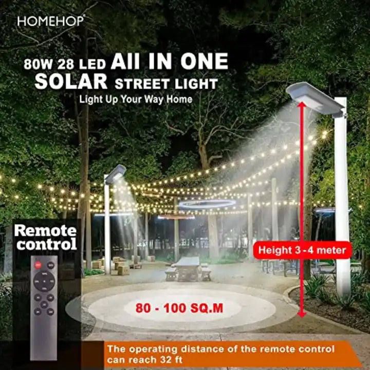 All in One LED solar street lamp Waterproof Integrated Wall Light for Home, Garden, Outdoor (80W, Grey)(Renewed)