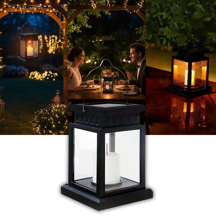 Solar Garden Lights Waterproof Candle Flame Hanging Decoration Lamp for Home,Tree , Patio, Tent, Table and Yard (Renewed)
