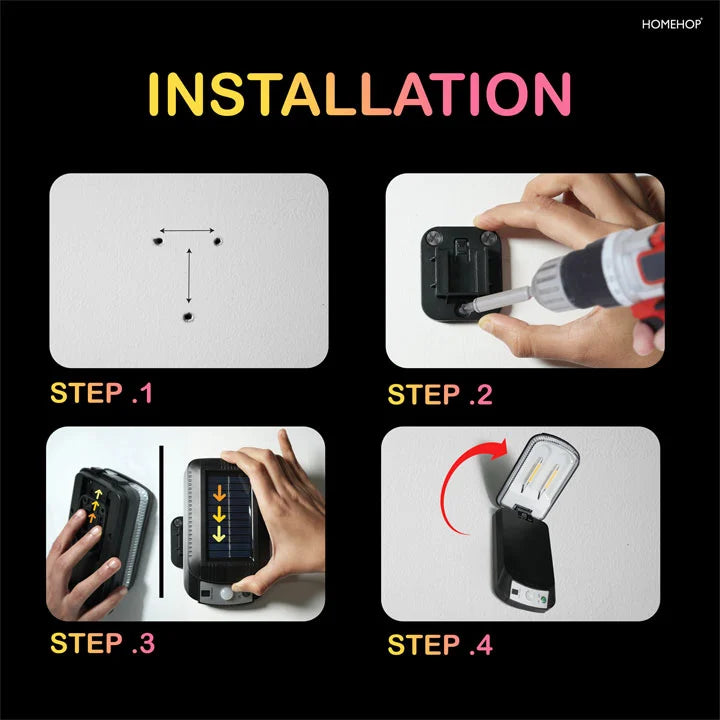 Solar Wall Light Outdoor Waterproof Automatic Motion Sensor Lamp For Home, Garden, Pathway and Patio