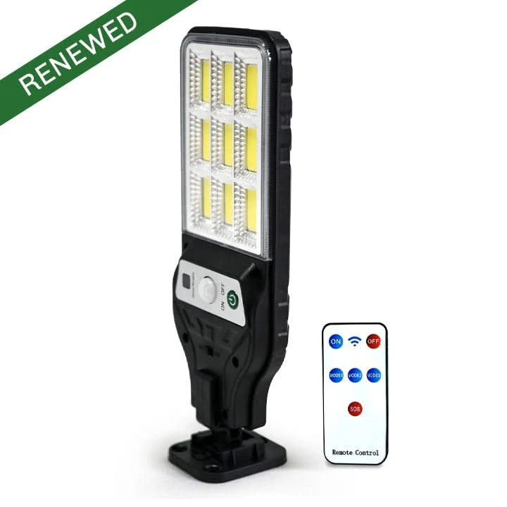 Solar Street Light Outdoor Mini LED Security Lamp With Motion Sensor Waterproof 90COB With Remote Control  For Home (Renewed)