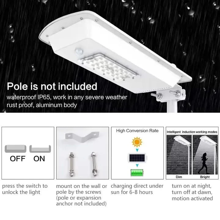 Solar LED Street Light Outdoor 80W Waterproof Lamp For Home, Garden With Remote Control (Renewed)