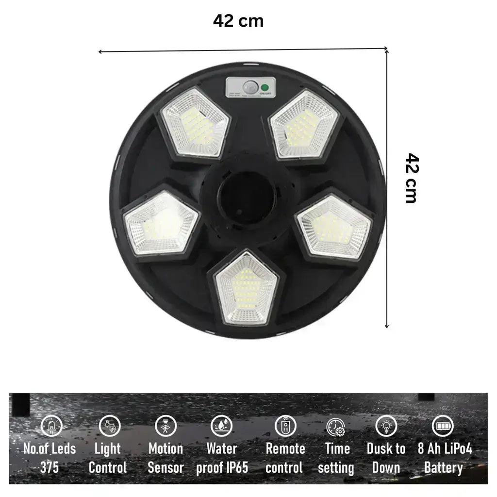 Street Lighting Solar UFO LED Lights System For Outdoor Garden With Motion Sensor & Remote Control (120W, Cool White) - HOMEHOP®