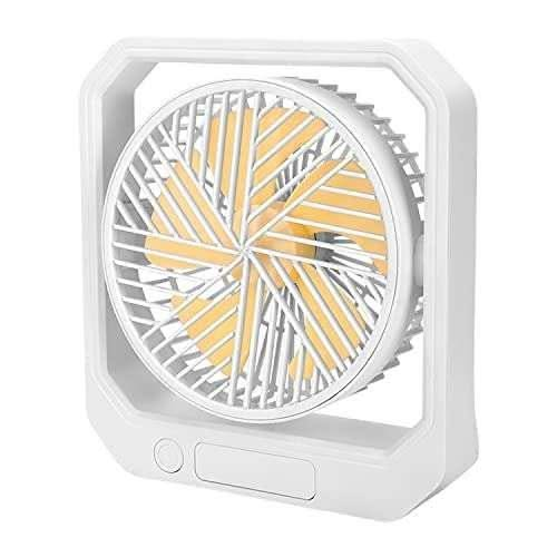 Rechargeable Small Mini Portable Table Fan with 2400mAh Battery & Smart Emergency LED Light for Office Desk, Home & Kitchen - HOMEHOP®