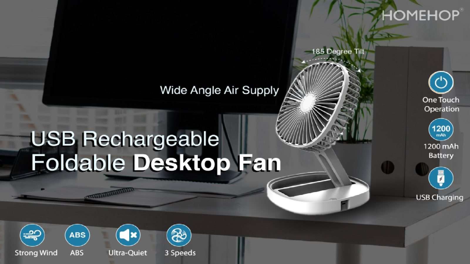 usb rechargeable small mini portable cooler smart table fan