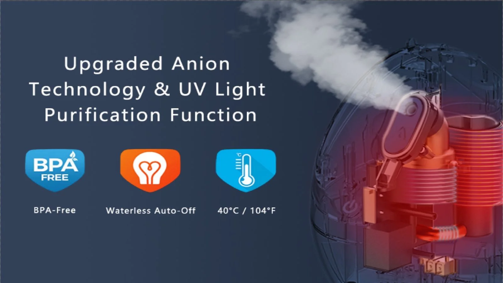 facial steamer with upgraded anion technology and uv light purification function