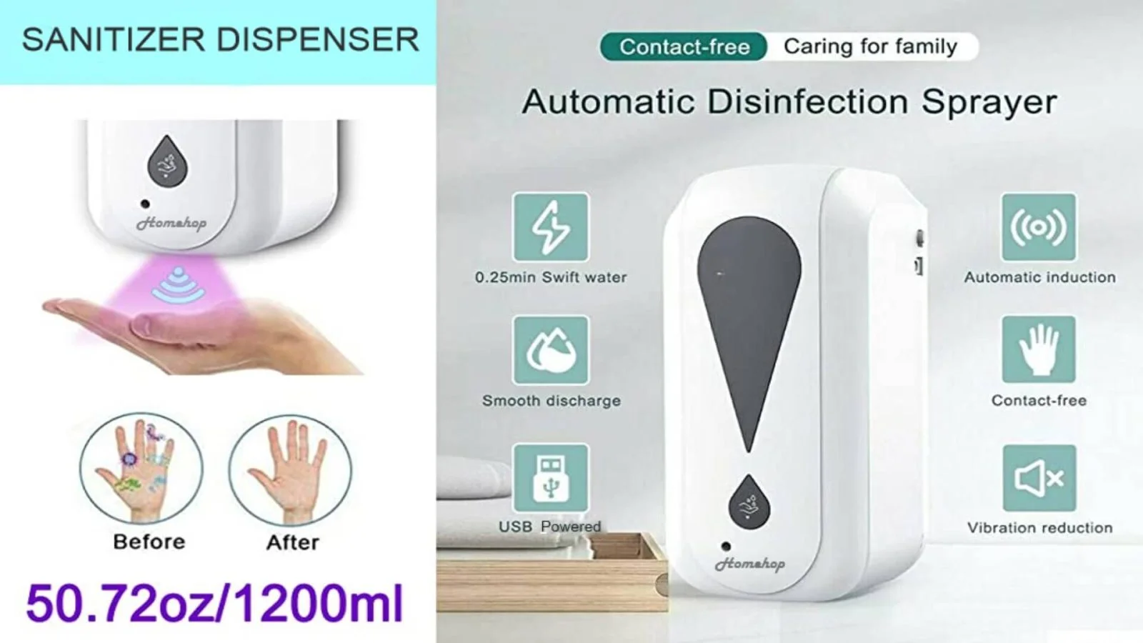 automatic sanitizer dispenser 1200ml contact free