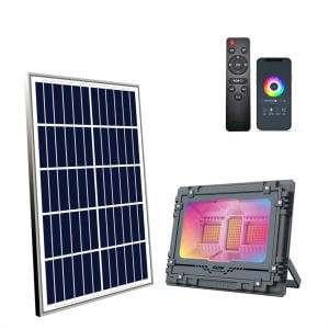 solar powered rgb flood light disco lights for outdoor garden with remote control
