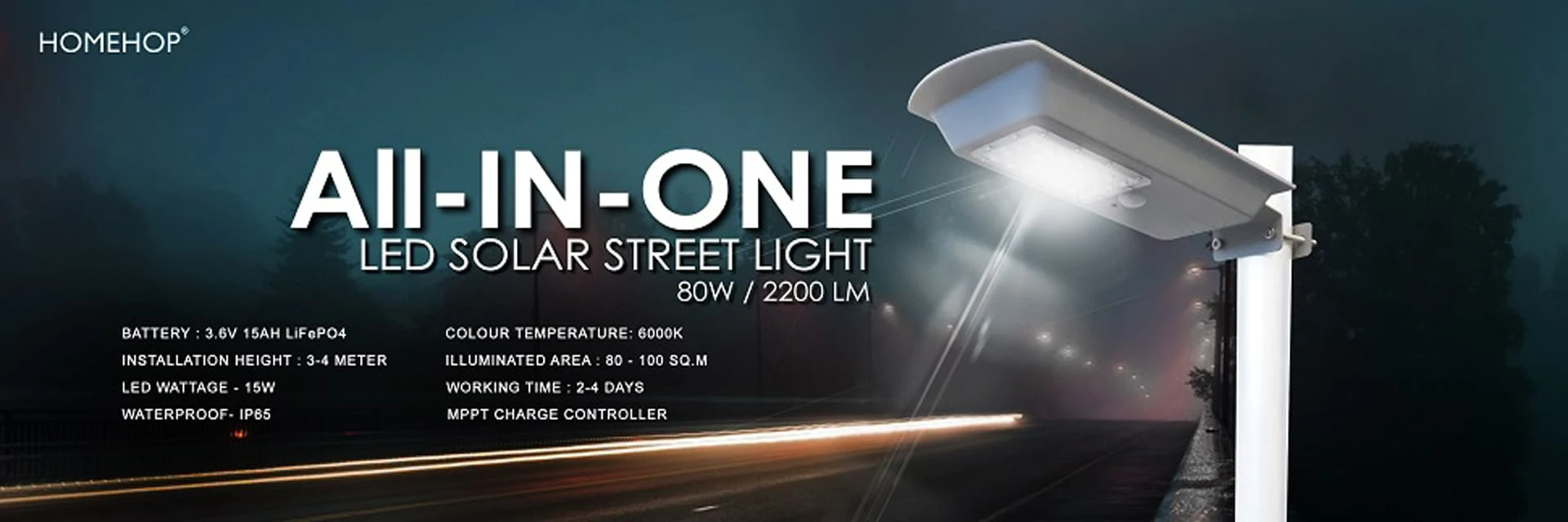 all in one integrated solar street light, outdoor