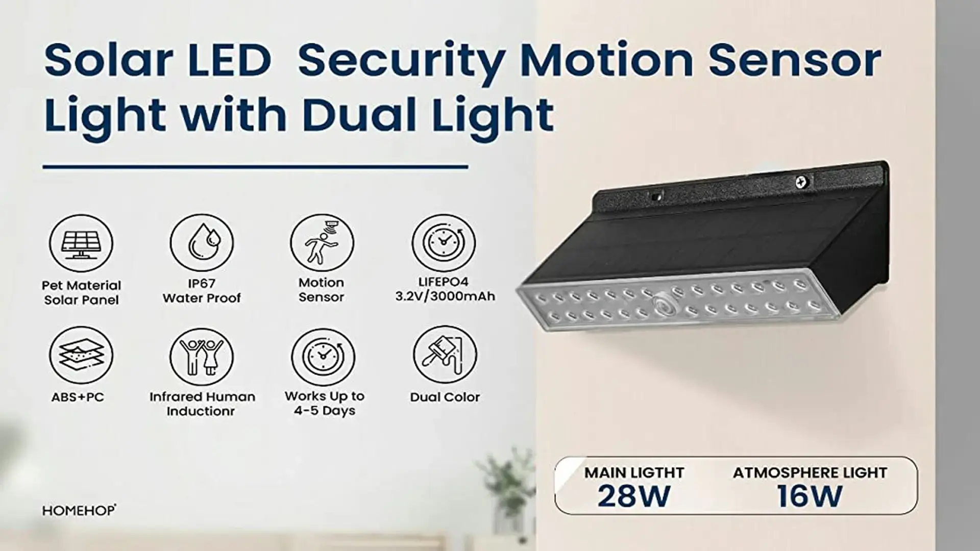 solar led security motion sensor light