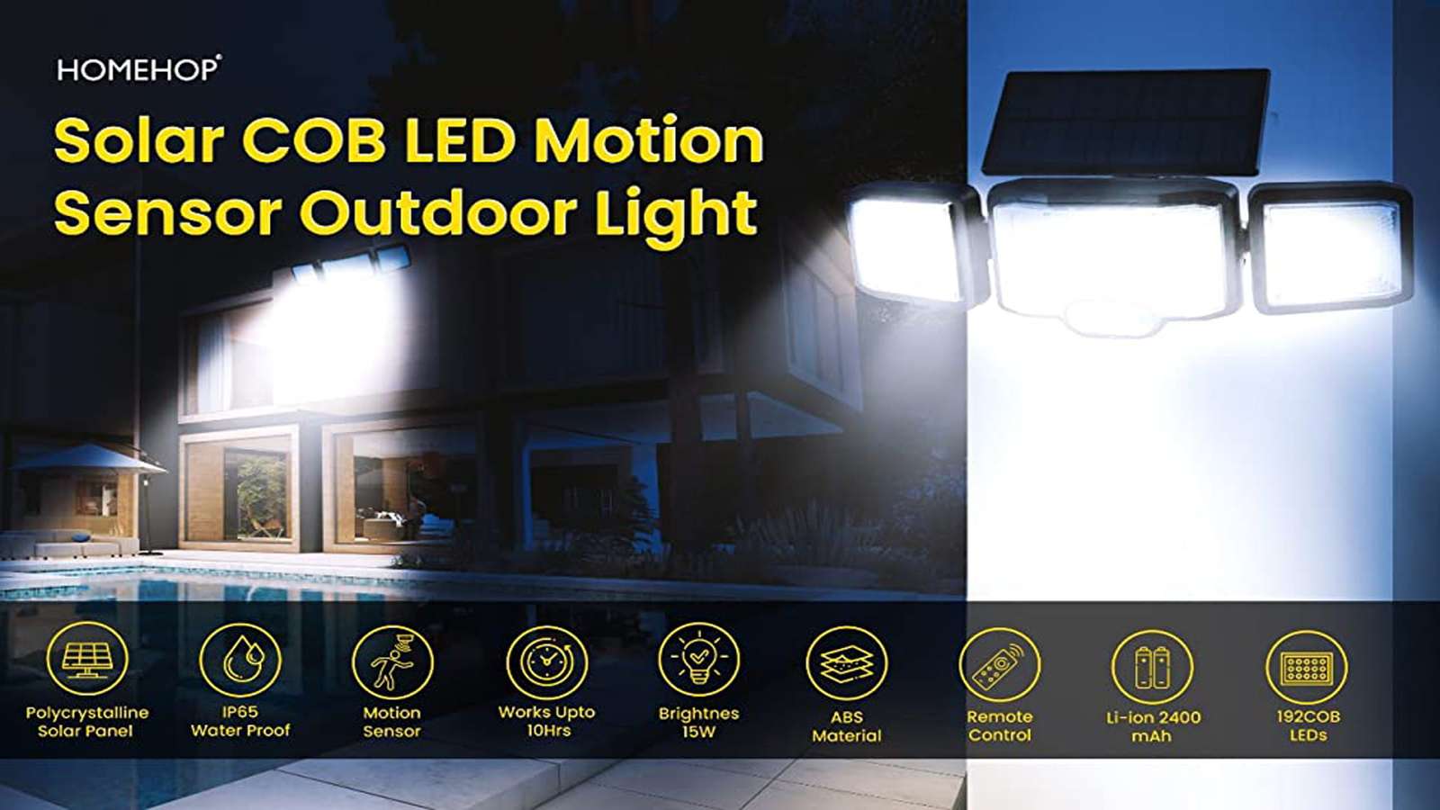 solar cob led motion sensor outdoor light