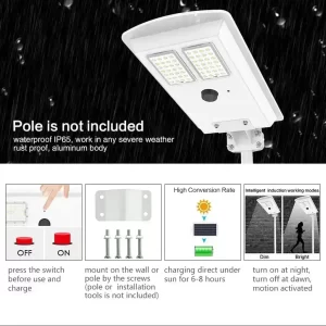 solar street light with motion sensor pole not included