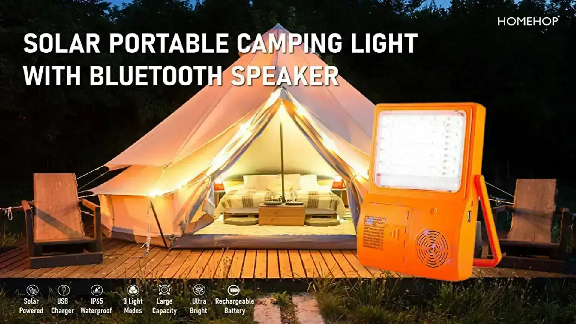 solar portable light with mobile charger & bluetooth speaker