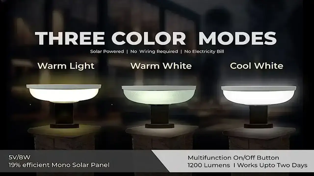 main gate solar light with three color modes
