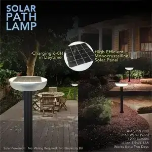 outdoor walkway lighting with high efficient solar panel