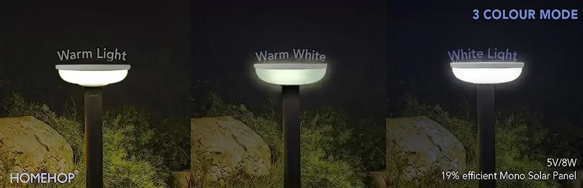solar outdoor walkway lighting with three color modes