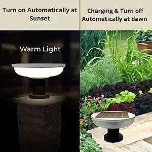 solar round gate lamp, auto on and off