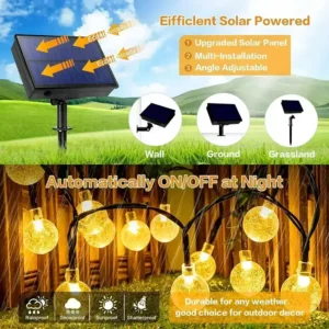 decorative string lights with high efficient solar panel