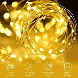solar outdoor led string lights with warm colour modes