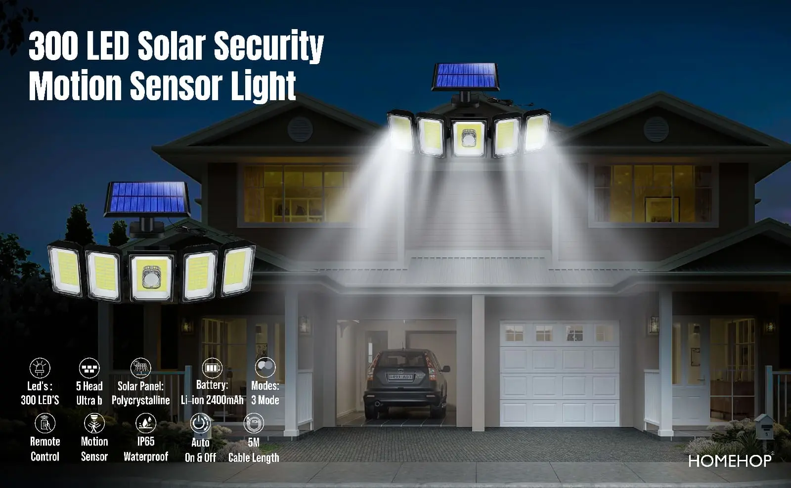 Solar led sensor lights for outdoor lamp