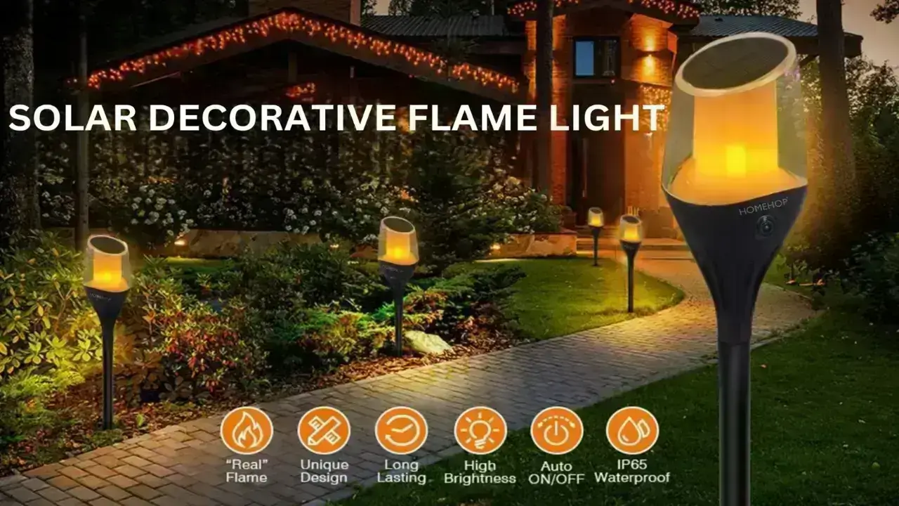 solar lamp with flame