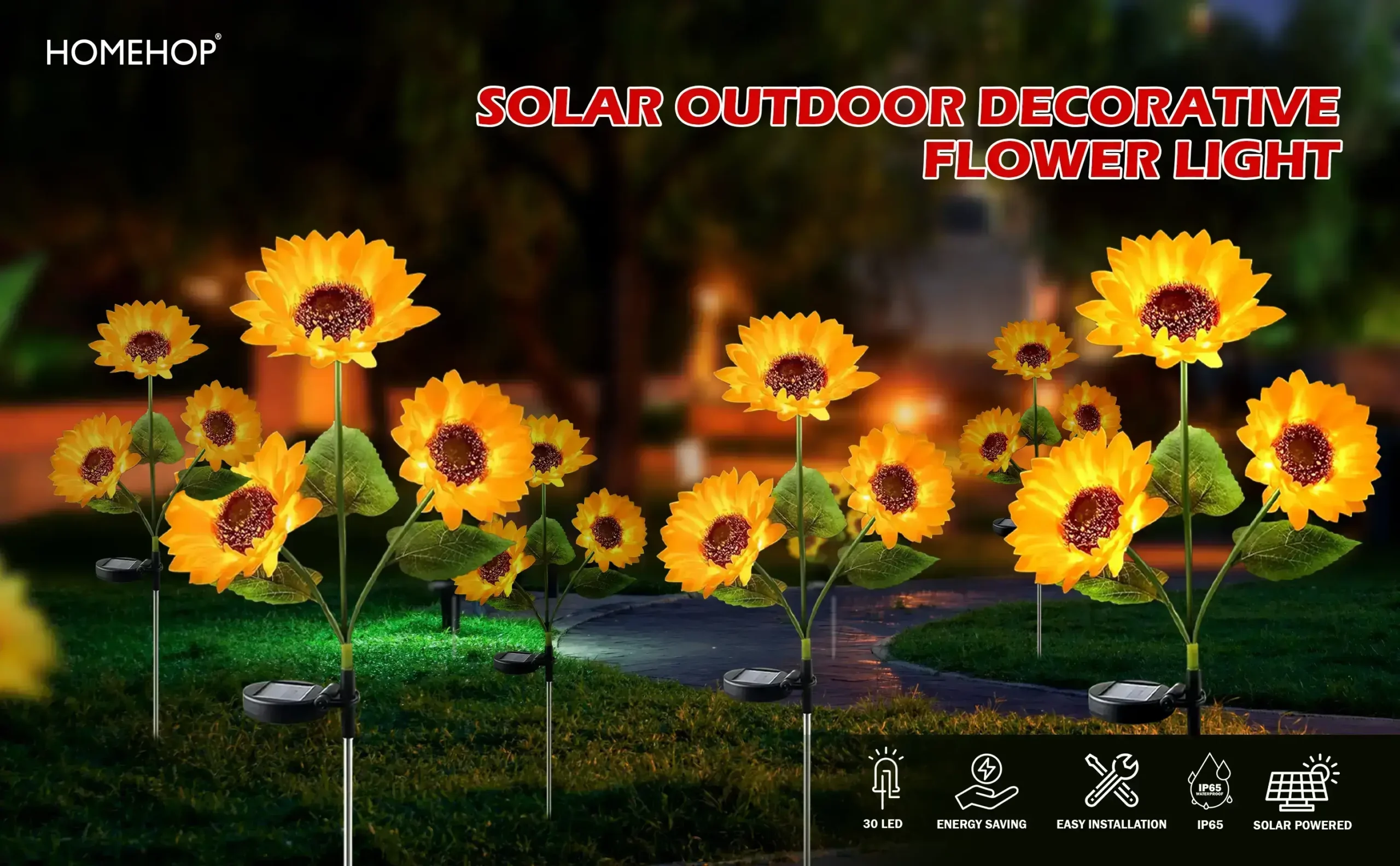 Solar Sunflower light decoration ideas for home outdoor