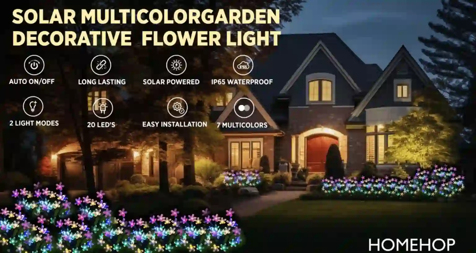 solar outdoor flower decoration light